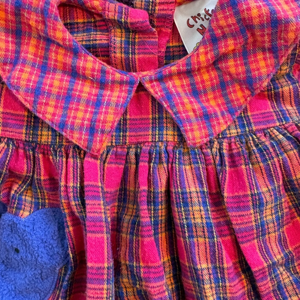 Vintage 90s 2T Cotton Collared Dress by Chicken Noodle Plaid Easter school photo - Picture 4 of 9